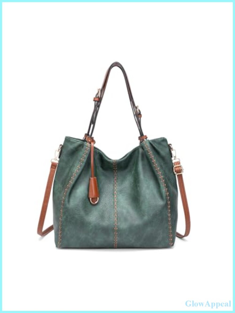 Vintage PU Leather Hobo Shoulder Bag with Rivet Detail